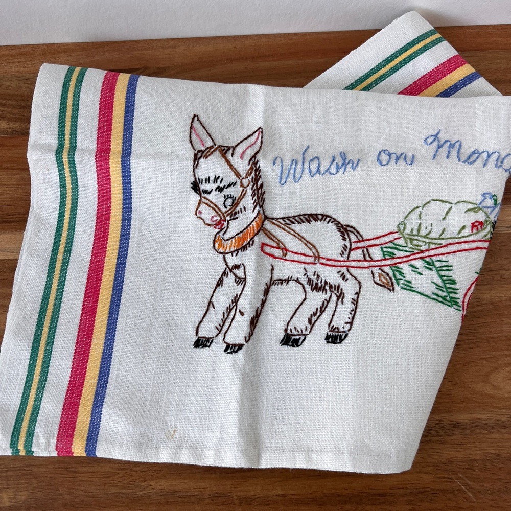 Vintage Embroidered Tea Towel